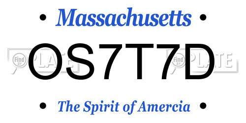 OS7T7D Massachusetts License Plate