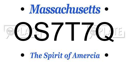 OS7T7Q Massachusetts License Plate