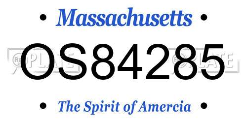 OS84285 Massachusetts License Plate