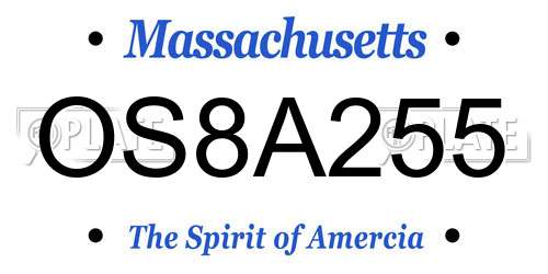 OS8A255 Massachusetts License Plate