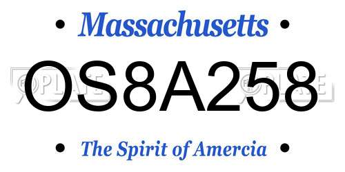 OS8A258 Massachusetts License Plate