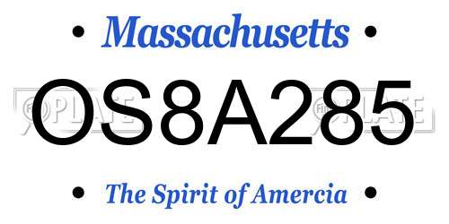 OS8A285 Massachusetts License Plate