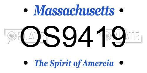 OS9419 Massachusetts License Plate