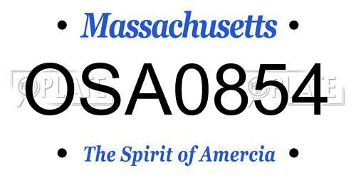 OSA0854 Massachusetts License Plate