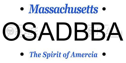 OSADBBA Massachusetts License Plate