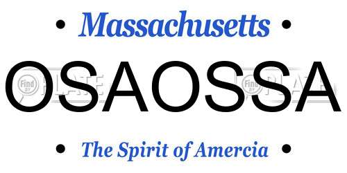OSAOSSA Massachusetts License Plate