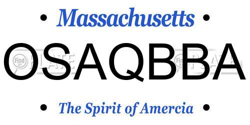 OSAQBBA Massachusetts License Plate