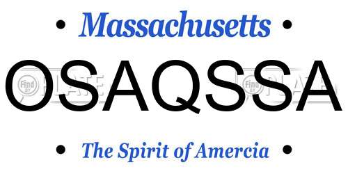 OSAQSSA Massachusetts License Plate