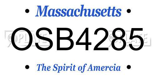 OSB4285 Massachusetts License Plate