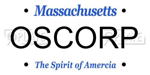 OSCORP Massachusetts License Plate