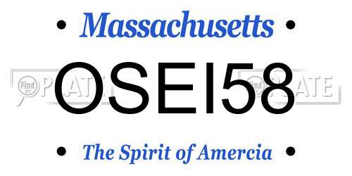 OSEI58 Massachusetts License Plate