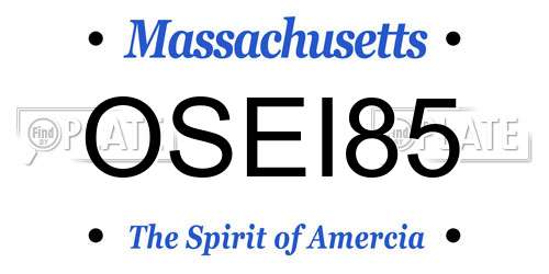OSEI85 Massachusetts License Plate
