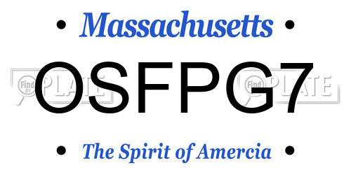 OSFPG7 Massachusetts License Plate