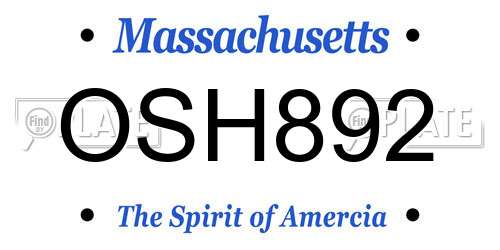 OSH892 Massachusetts License Plate