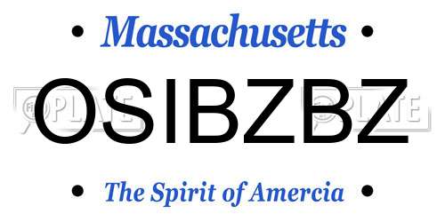 OSIBZBZ Massachusetts License Plate