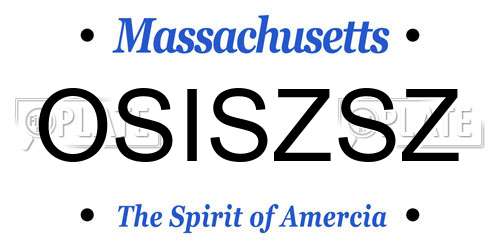 OSISZSZ Massachusetts License Plate