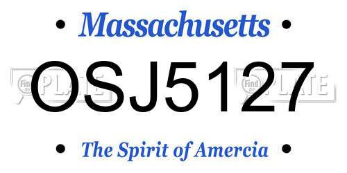 OSJ5127 Massachusetts License Plate