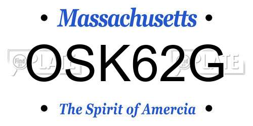 OSK62G Massachusetts License Plate