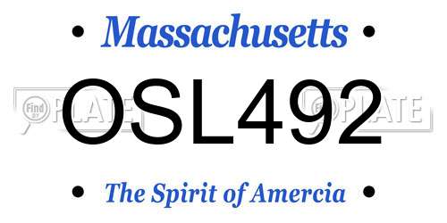 OSL492 Massachusetts License Plate