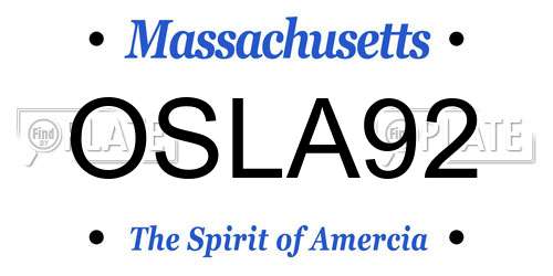OSLA92 Massachusetts License Plate