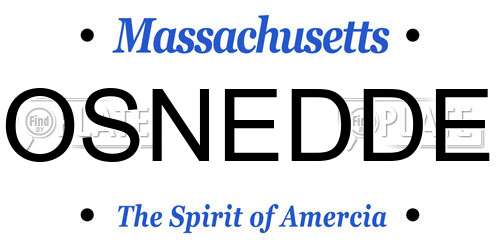 OSNEDDE Massachusetts License Plate