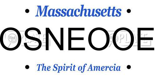 OSNEOOE Massachusetts License Plate