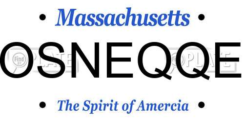 OSNEQQE Massachusetts License Plate