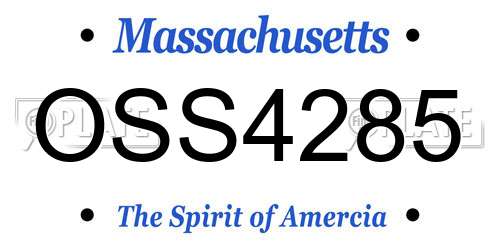 OSS4285 Massachusetts License Plate