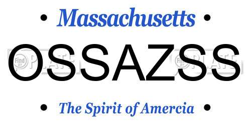 OSSAZSS Massachusetts License Plate
