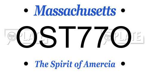 OST77O Massachusetts License Plate