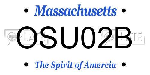OSU02B Massachusetts License Plate