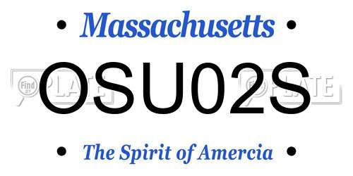 OSU02S Massachusetts License Plate