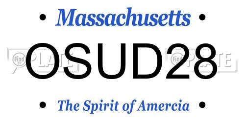 OSUD28 Massachusetts License Plate