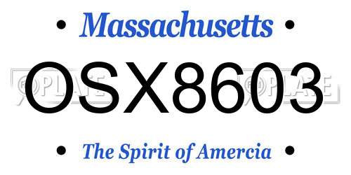 OSX8603 Massachusetts License Plate