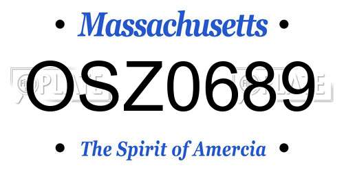 OSZ0689 Massachusetts License Plate