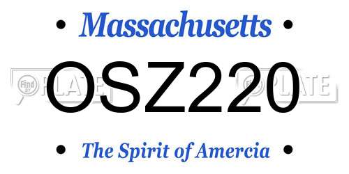 OSZ220 Massachusetts License Plate