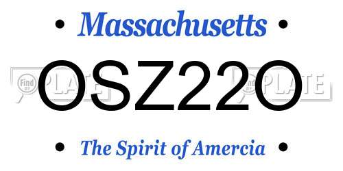 OSZ22O Massachusetts License Plate