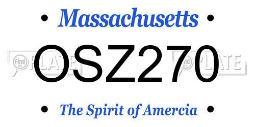 OSZ270 Massachusetts License Plate