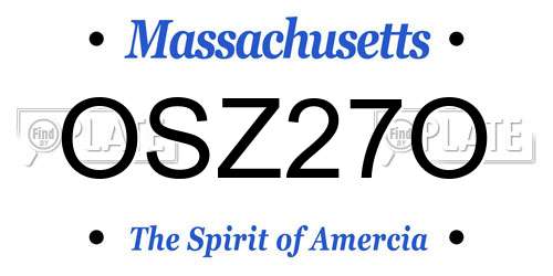 OSZ27O Massachusetts License Plate
