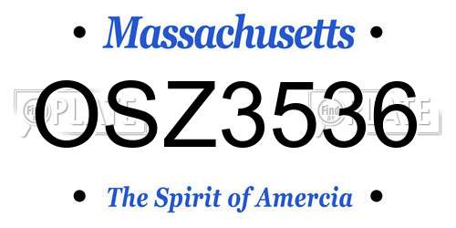 OSZ3536 Massachusetts License Plate
