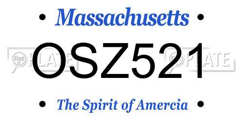 OSZ521 Massachusetts License Plate