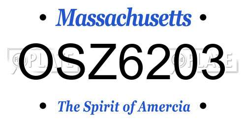 OSZ6203 Massachusetts License Plate