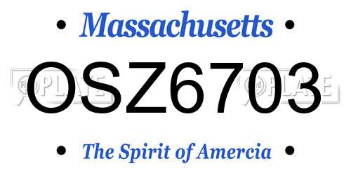 OSZ6703 Massachusetts License Plate