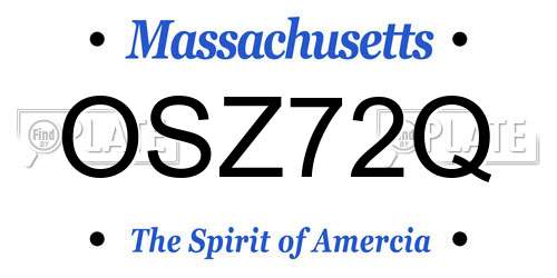 OSZ72Q Massachusetts License Plate