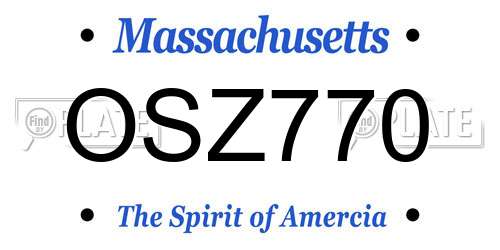 OSZ770 Massachusetts License Plate