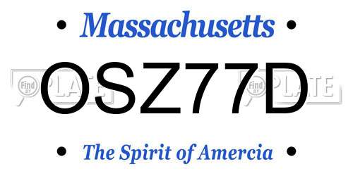 OSZ77D Massachusetts License Plate