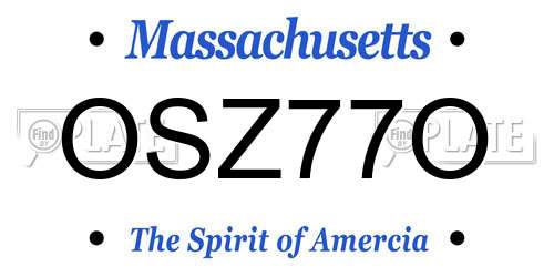OSZ77O Massachusetts License Plate
