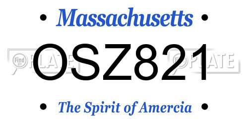 OSZ821 Massachusetts License Plate