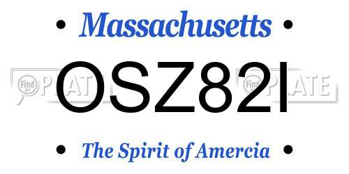 OSZ82I Massachusetts License Plate