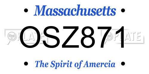 OSZ871 Massachusetts License Plate